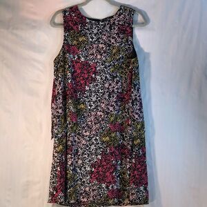 Massini Black Pink Cream Design Sleeveless A Line Dress with One Tier M